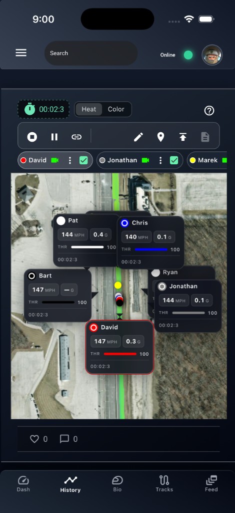 LapsHub replay debrief with multi-driver map overlay, speed, G-force, and throttle data